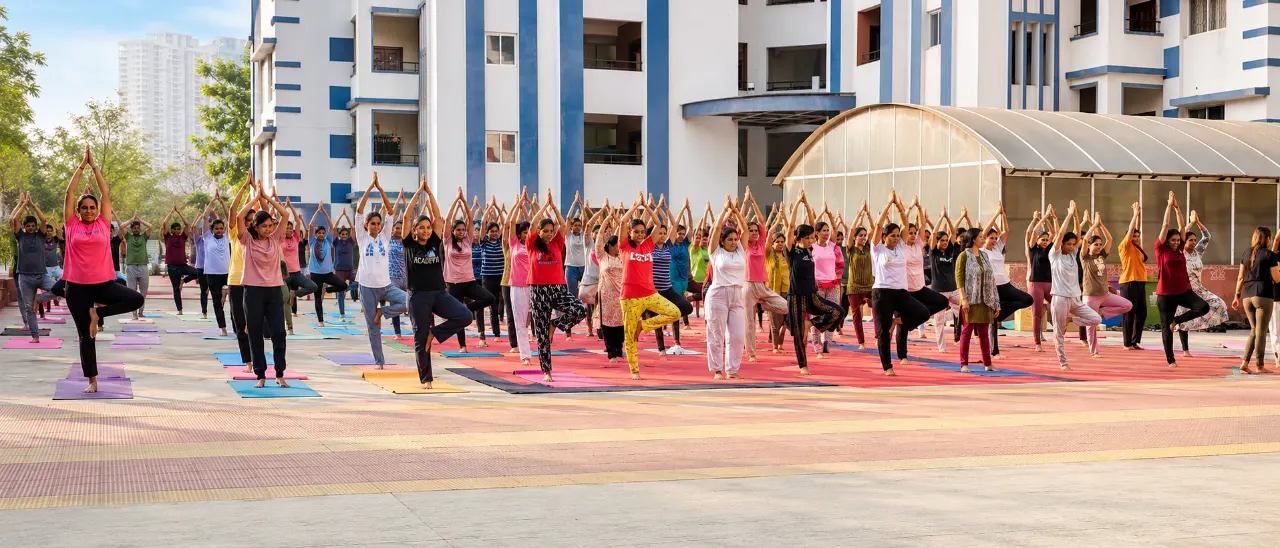 Corporate group yoga session